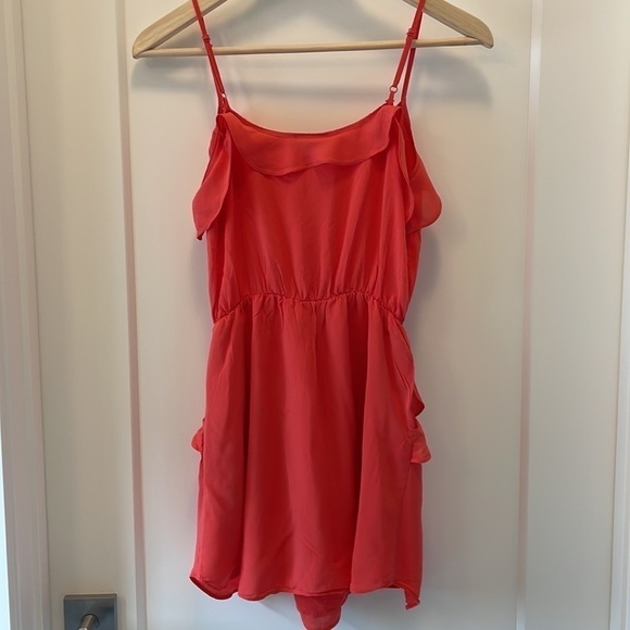 SzXS Talula Ulla Coral Ruffled Mini Dress with Side Pockets VGUC - Picture 6 of 8